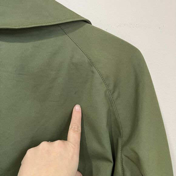 Ann Taylor Olive Belted Trench Coat SZ S Classic Double Breasted Cotton Blend - Picture 11 of 11